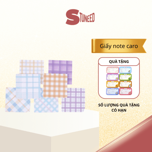 Set 80 tờ giấy note giấy ghi chú sticky note hoạ tiết kẻ caro