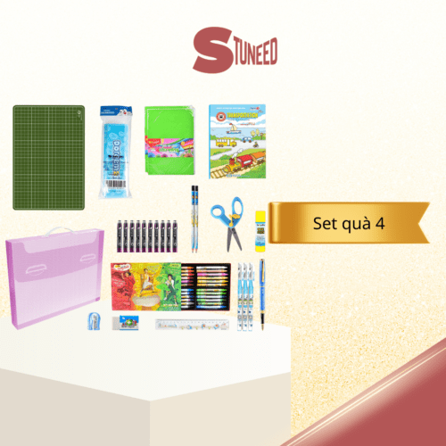 Trọn Bộ Dụng Cụ Học Tập - 15 Món (Hộp đựng bút, Bút máy, Bút gel xoá được,...)