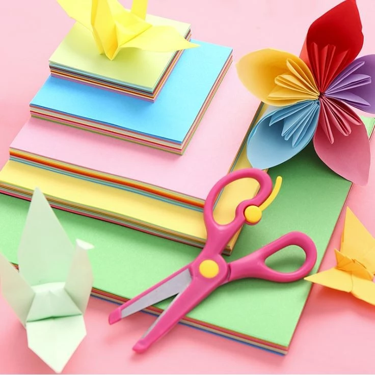 Giấy gấp Origami tập 100 tờ giấy thủ công gấp hạc nhiều màu - Ảnh 2