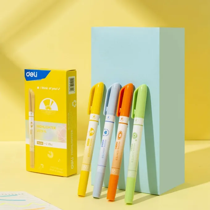 But Highlight dau dong Deli cao cap - CU373 danh dau tai lieu sach vo tot