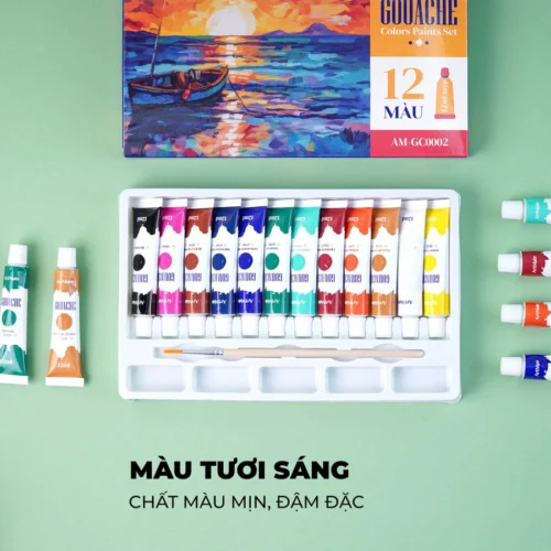 Bo 12 mau Gouache tuyp AM GC0002 min li